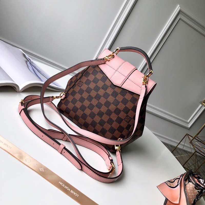 Bagsaaa L0vis Vvtt0n Clapton Damier Ebene Canvas Backpack Pink - 21x21x11cm