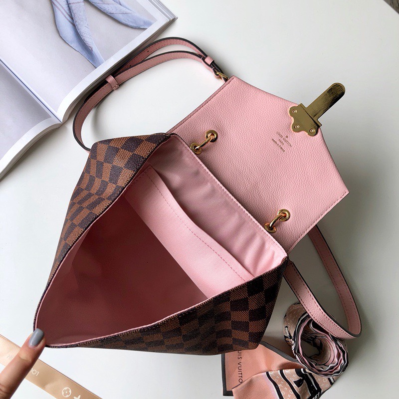 Bagsaaa L0vis Vvtt0n Clapton Damier Ebene Canvas Backpack Pink - 21x21x11cm