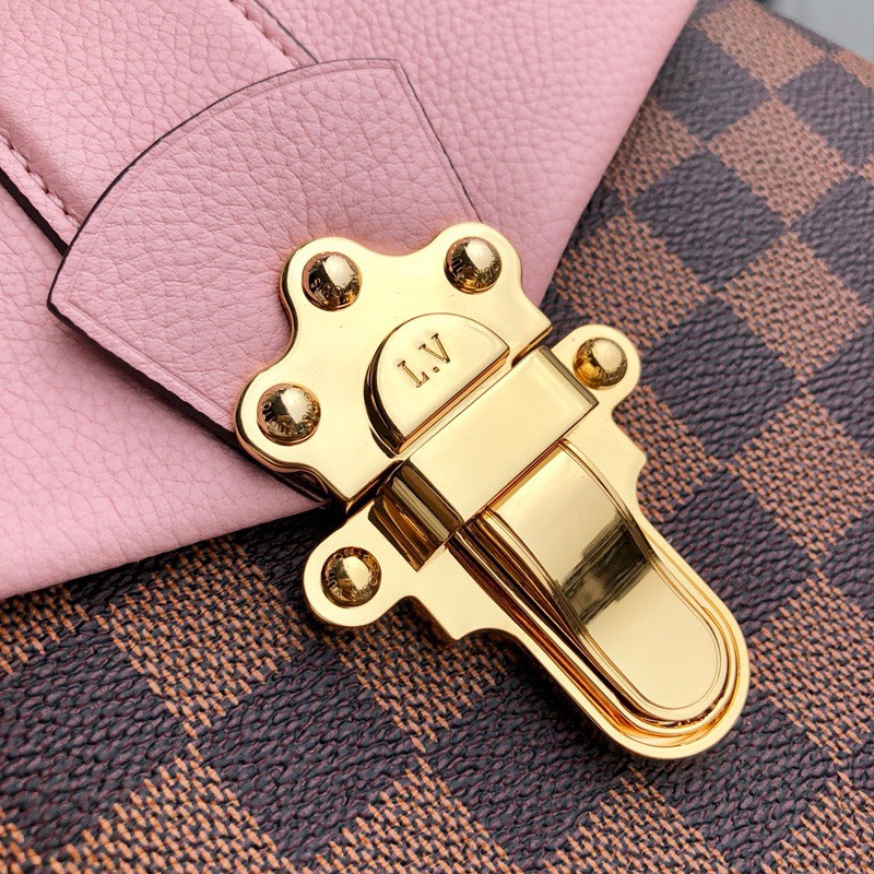 Bagsaaa L0vis Vvtt0n Clapton Damier Ebene Canvas Backpack Pink - 21x21x11cm