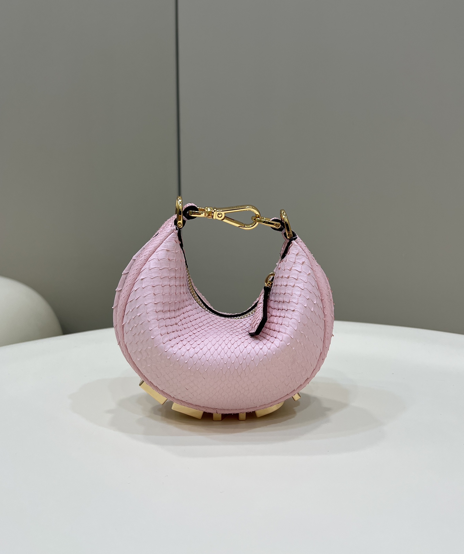 Bagsaaa F**di Nano Graphy In Pink Pythin Leather - 16.5x14x5cm