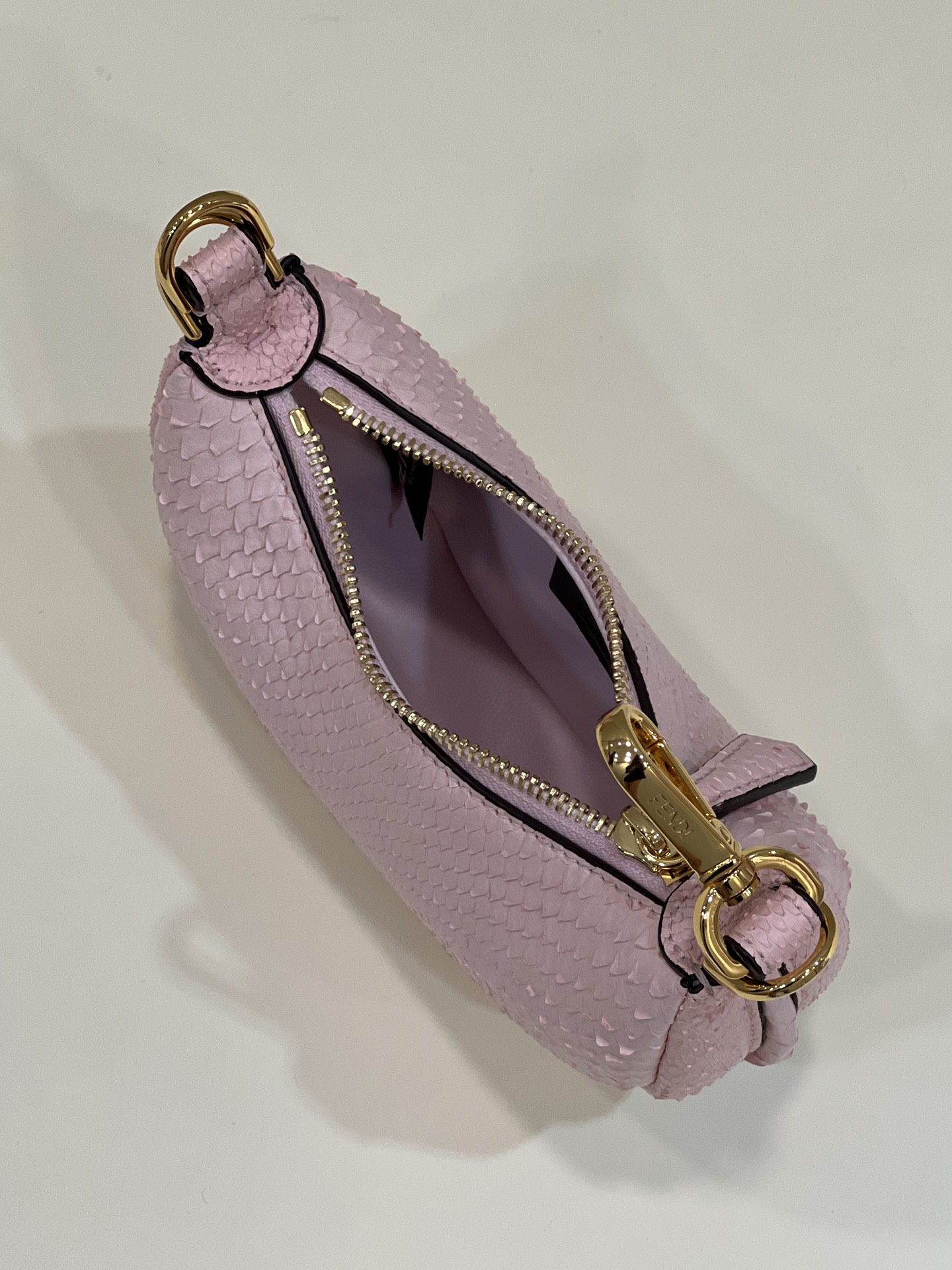 Bagsaaa F**di Nano Graphy In Pink Pythin Leather - 16.5x14x5cm