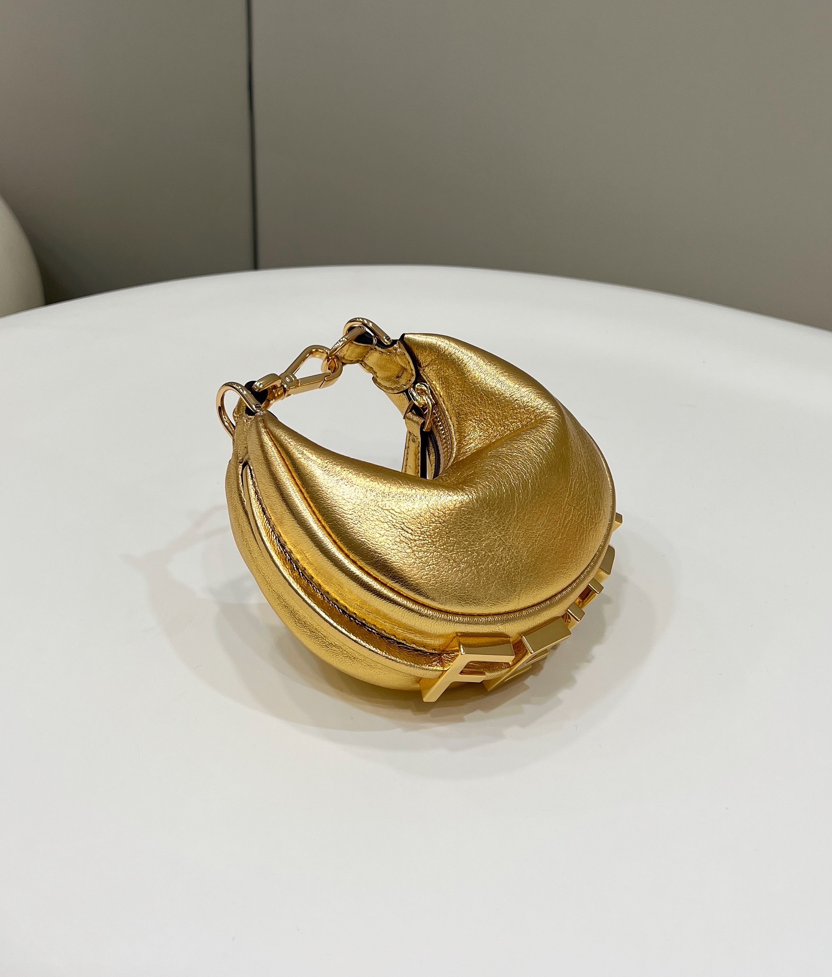 Bagsaaa F**di Nano Graphy In Gold - 16.5x14x5cm