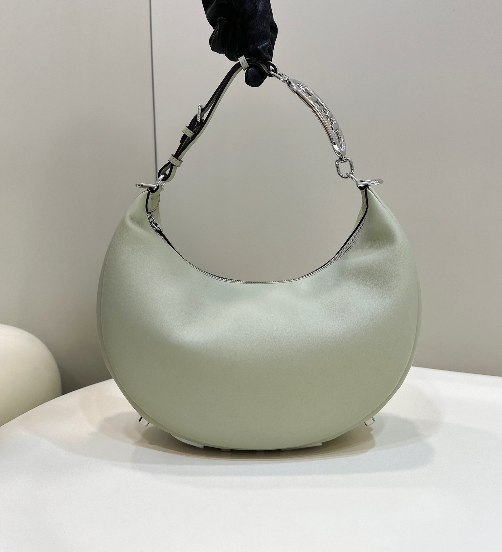 Bagsaaa F**di Medium Graphy In Green Leather Bag - 36-30-11CM