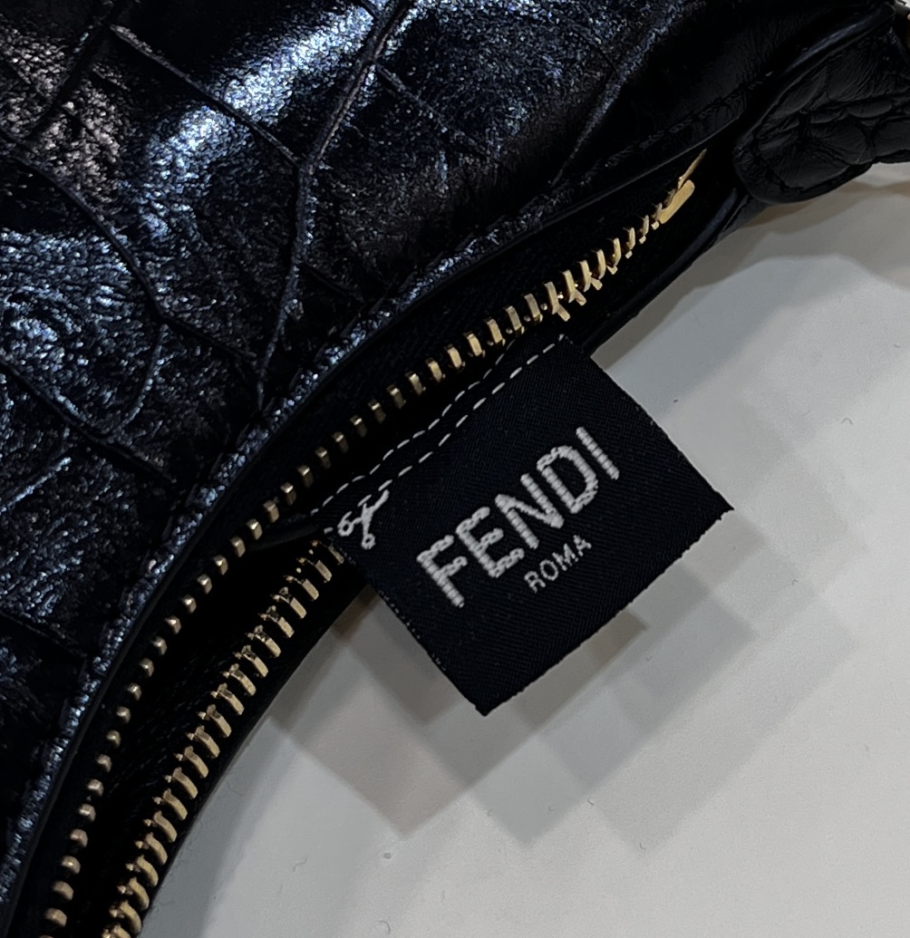Bagsaaa F**di Nano Graphy In Pink Black Crocodile Leather - 16.5x14x5cm