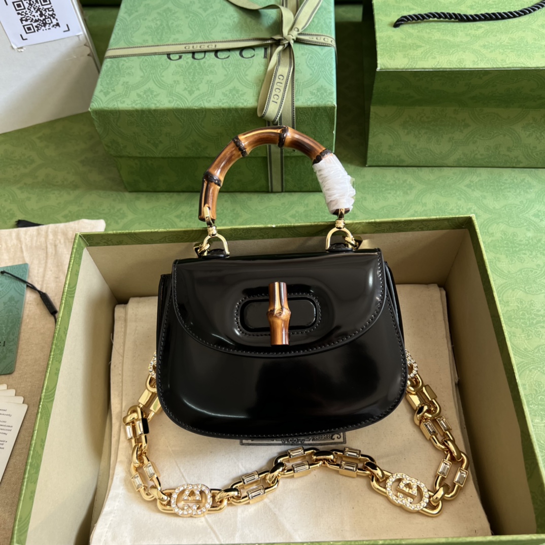 Bagsaaa Bamboo 1947 Mini Top Handle Leather Bag - 17x12.5x8cm