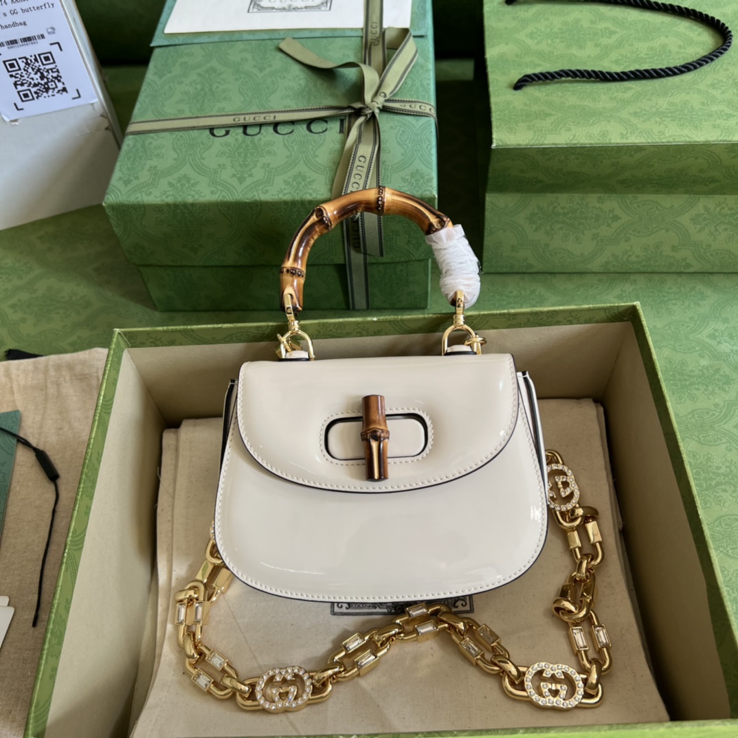 Bagsaaa Bamboo 1947 Mini Top Handle Leather Bag - 17x12.5x8cm