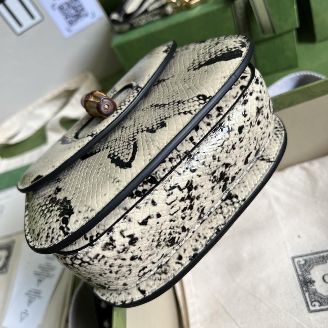 Bagsaaa Bamboo 1947 Mini Top Handle Python Leather - 17x12.5x8cm