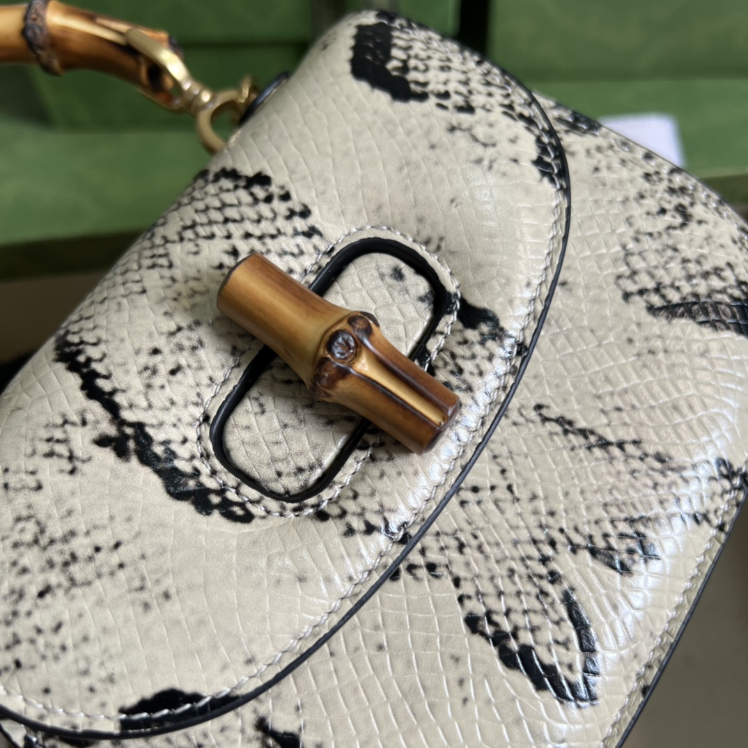 Bagsaaa Bamboo 1947 Mini Top Handle Python Leather - 17x12.5x8cm