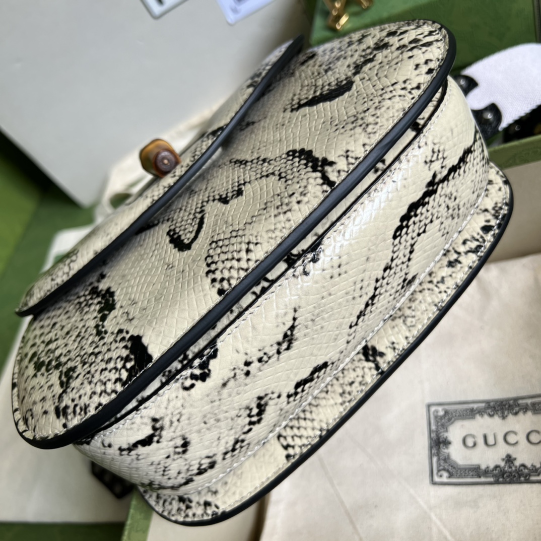 Bagsaaa Bamboo 1947 Small Top Handle Python Leather - 21x15x7cm