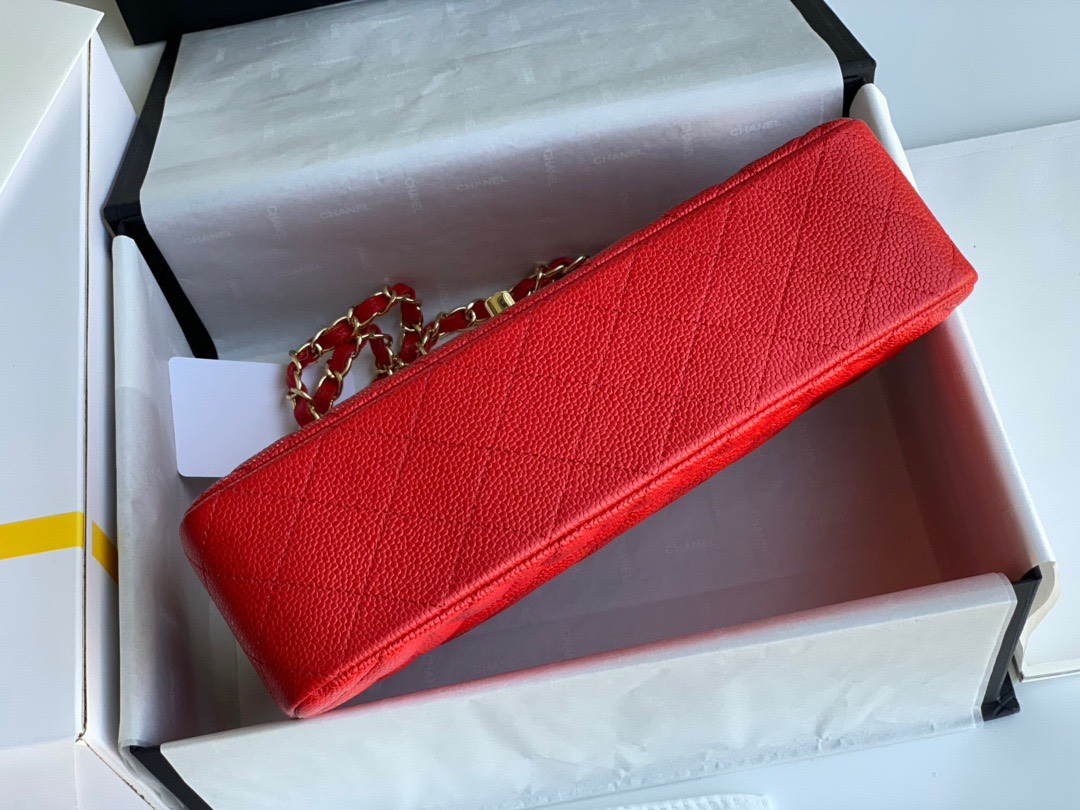 Bagsaa Ch**el Caviar Medium Flap Red Bag 25cm