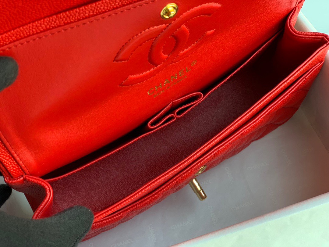 Bagsaa Ch**el Caviar Medium Flap Red Bag 25cm