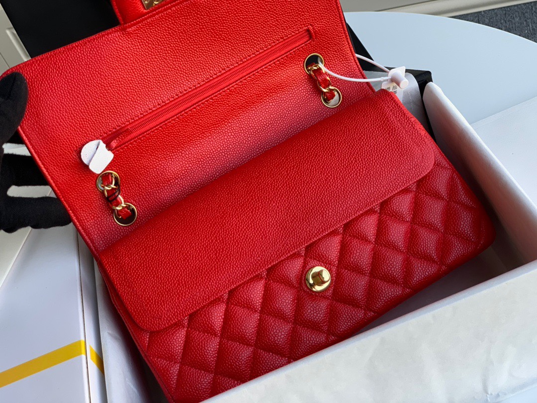 Bagsaa Ch**el Caviar Medium Flap Red Bag 25cm