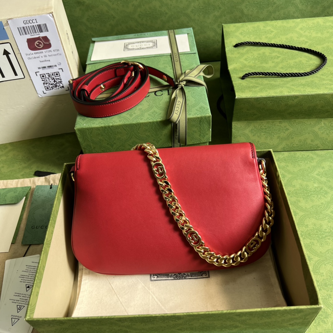 Bagsaaa Gvc*1 Blondie Shoulder Bag Red Leather 28x16x4cm