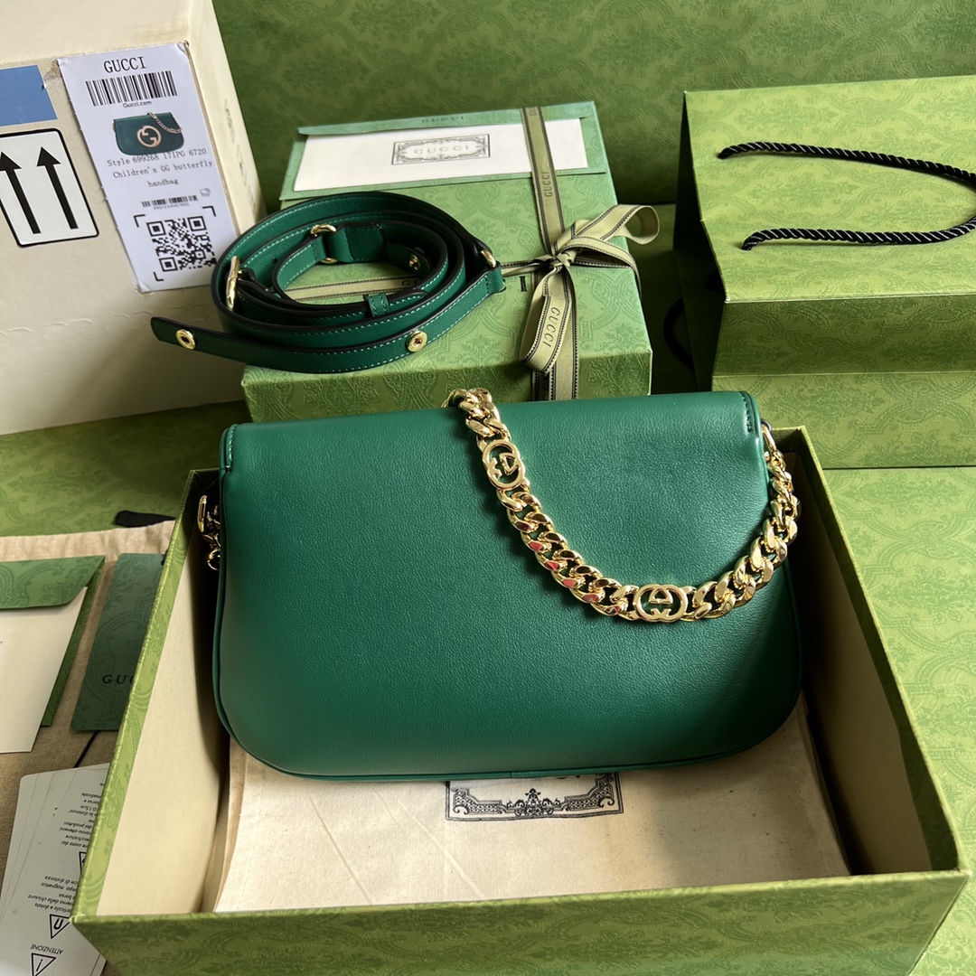 Bagsaaa Gvc*1 Blondie Shoulder Bag Green Leather 28x16x4cm