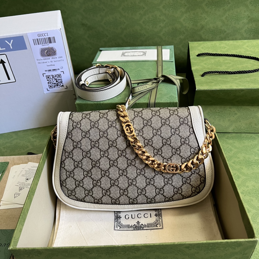 Bagsaaa Gvc*1 Blondie Shoulder Bag Canvas Leather White Lining 28x16x4cm