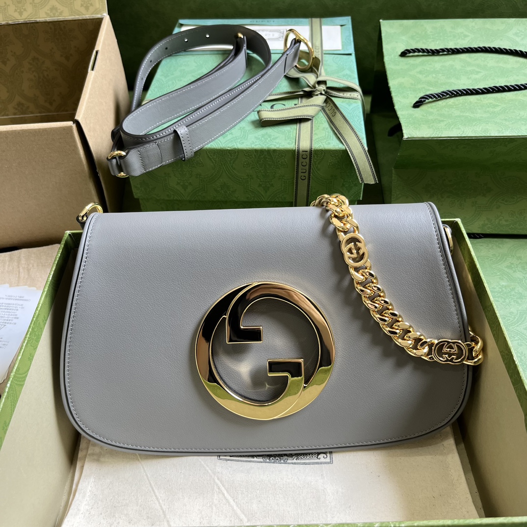 Bagsaaa Gvc*1 Blondie Shoulder Bag Grey Leather 28x16x4cm