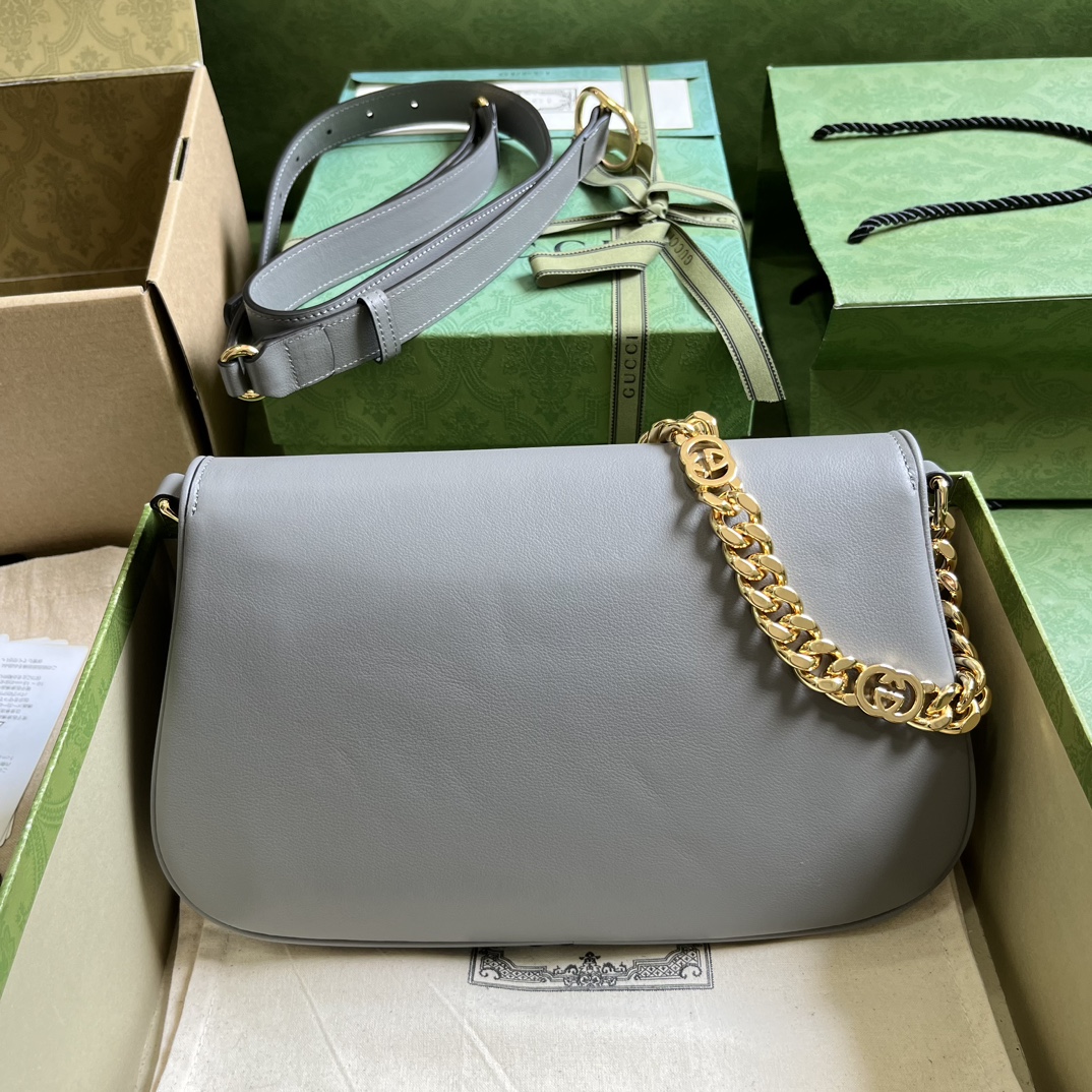 Bagsaaa Gvc*1 Blondie Shoulder Bag Grey Leather 28x16x4cm
