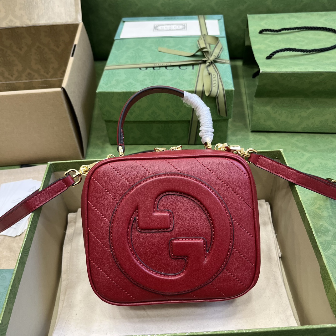 Bagsaaa Gvc*1 Blondie Top Handle Red Leather Bag - 17x15x9cm