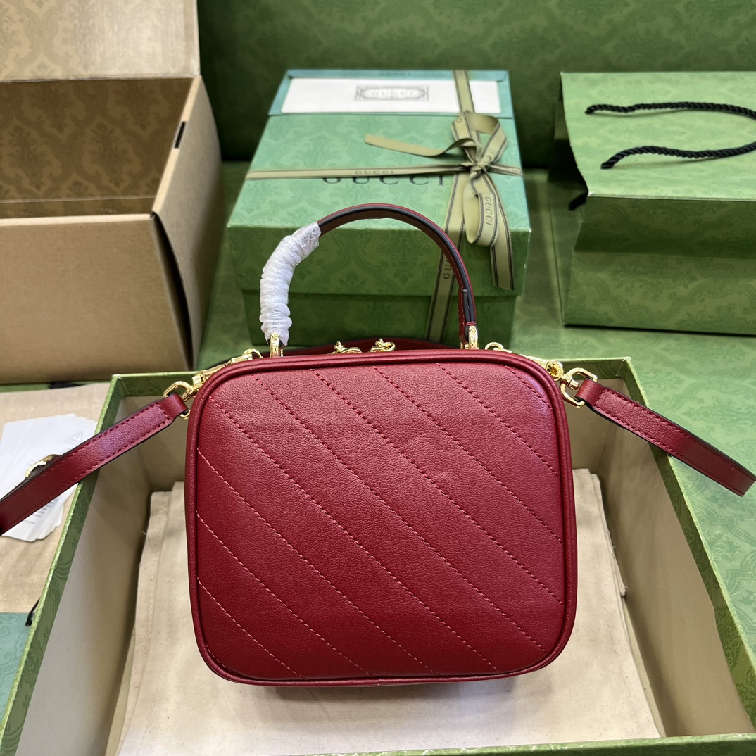 Bagsaaa Gvc*1 Blondie Top Handle Red Leather Bag - 17x15x9cm