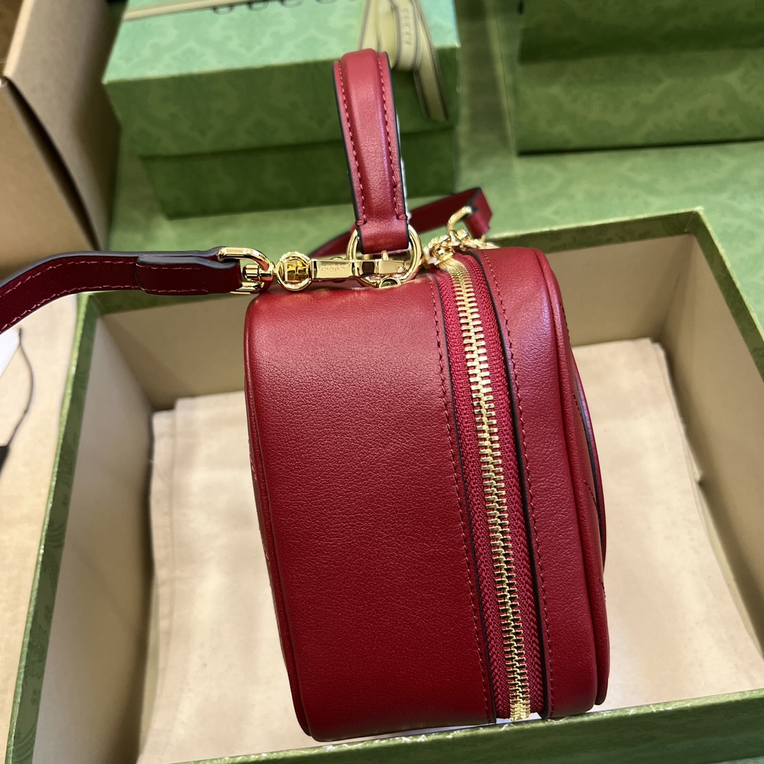 Bagsaaa Gvc*1 Blondie Top Handle Red Leather Bag - 17x15x9cm
