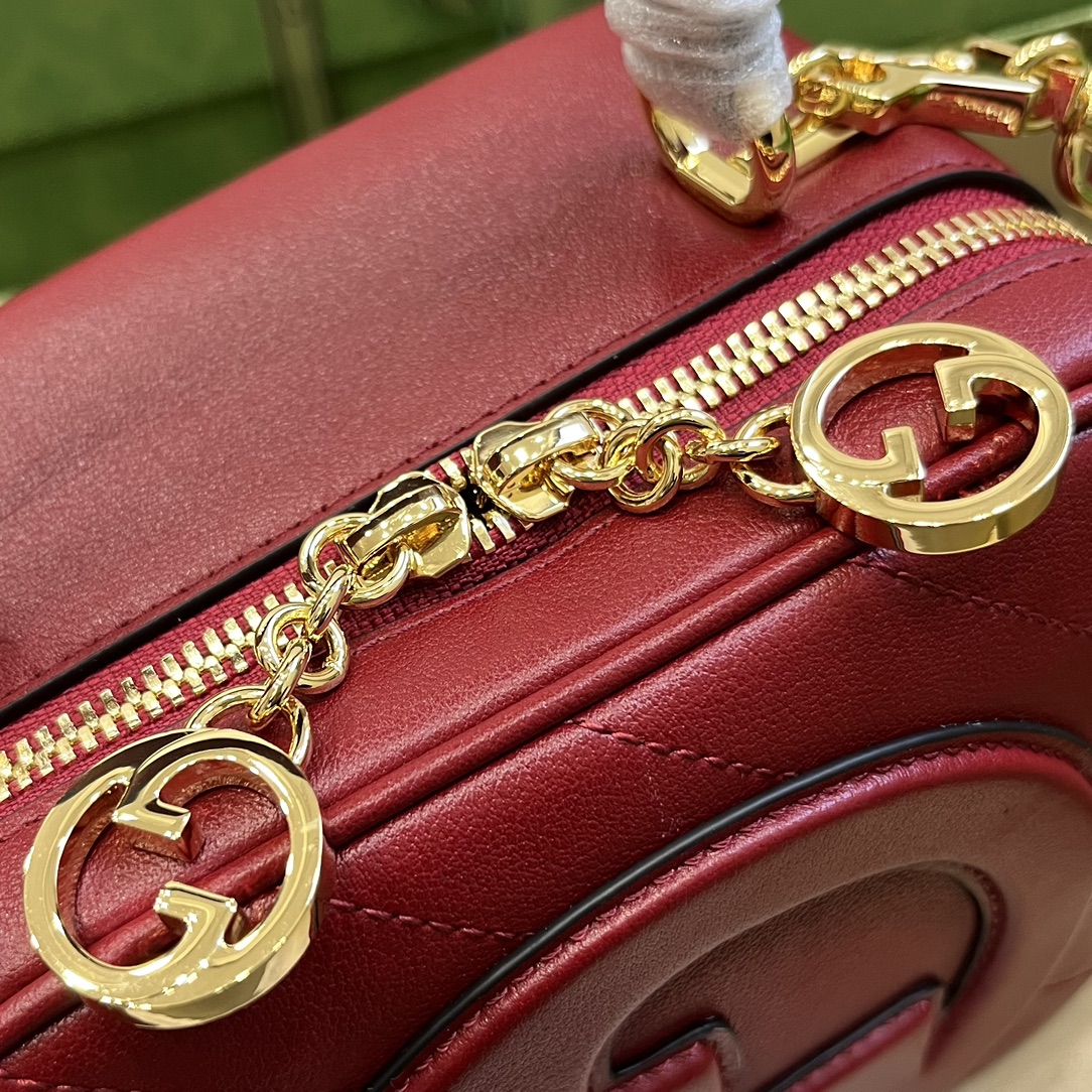 Bagsaaa Gvc*1 Blondie Top Handle Red Leather Bag - 17x15x9cm