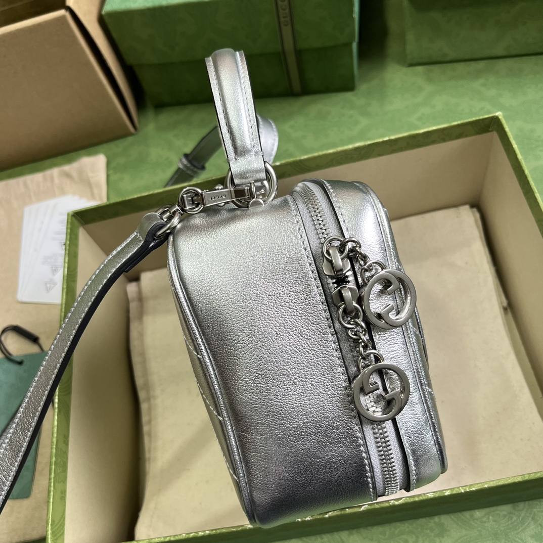 Bagsaaa Gvc*1 Blondie Top Handle Silver Leather Bag - 17x15x9cm