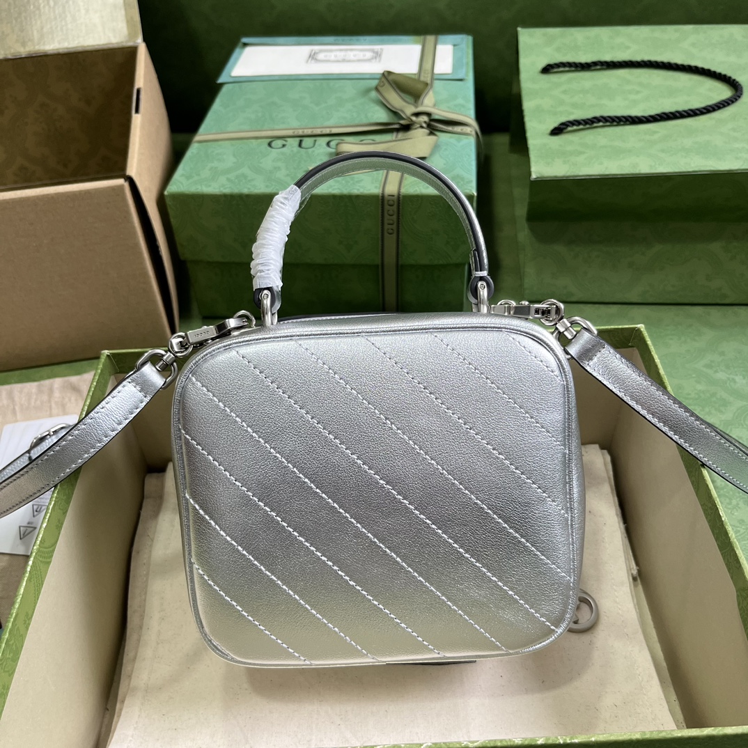 Bagsaaa Gvc*1 Blondie Top Handle Silver Leather Bag - 17x15x9cm