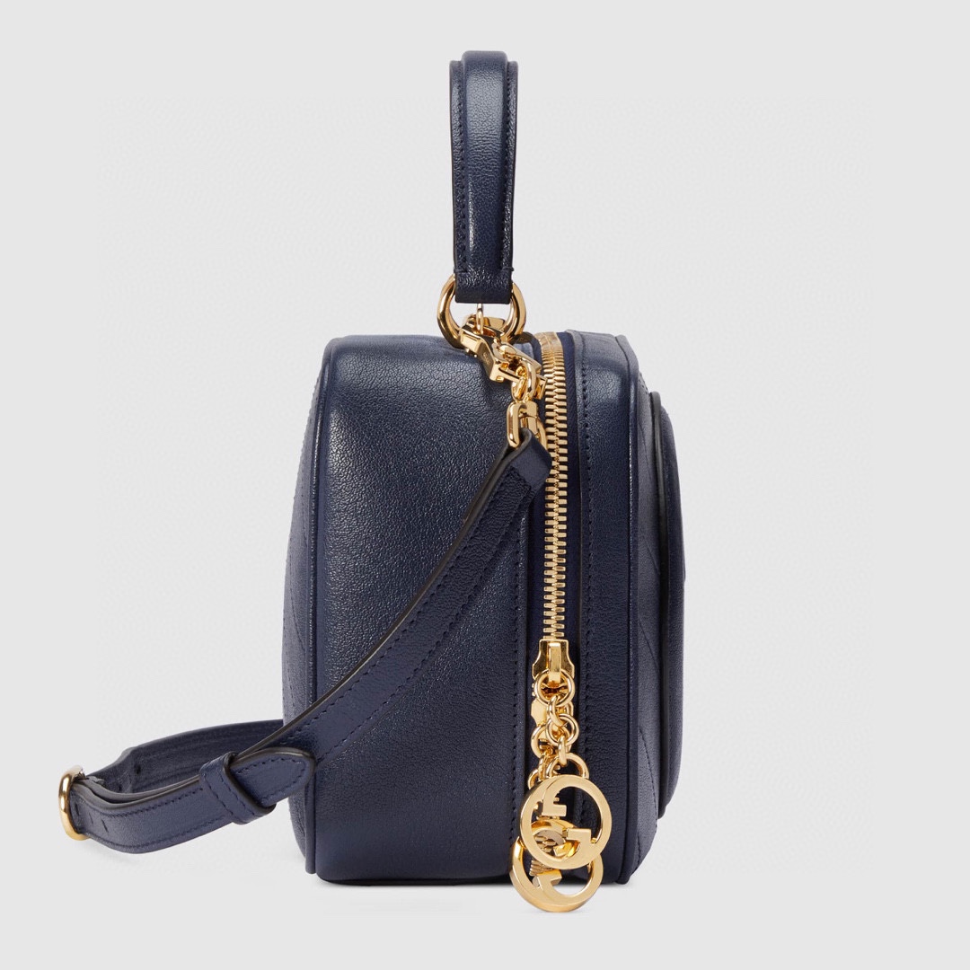 Bagsaaa Gvc*1 Blondie Top Handle Blue Leather Bag - 17x15x9cm