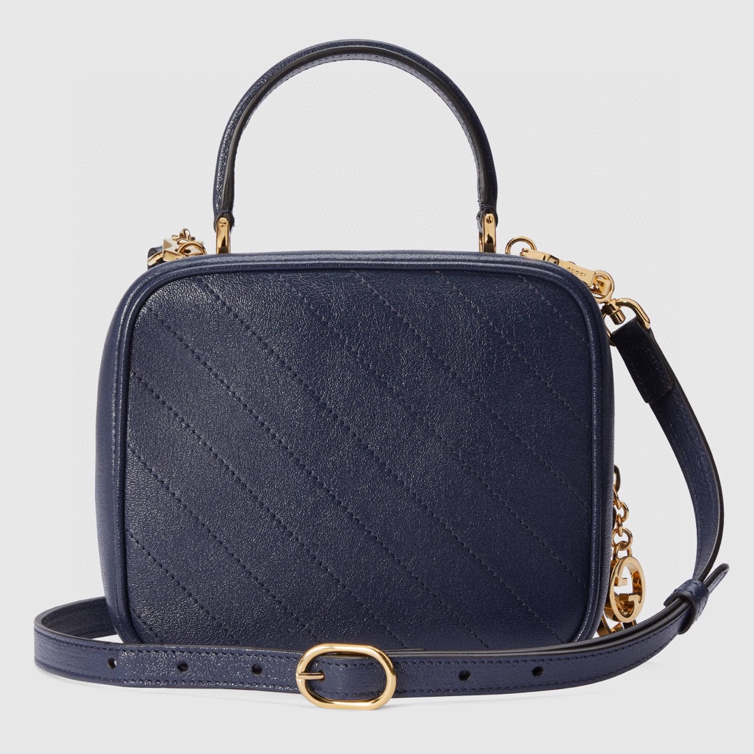 Bagsaaa Gvc*1 Blondie Top Handle Blue Leather Bag - 17x15x9cm