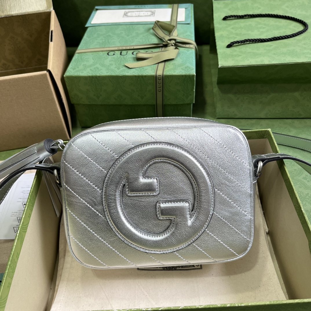 Bagsaaa Gvc*1 Blondie Small Shoulder Silver Leather Bag - 21*15.5*5cm