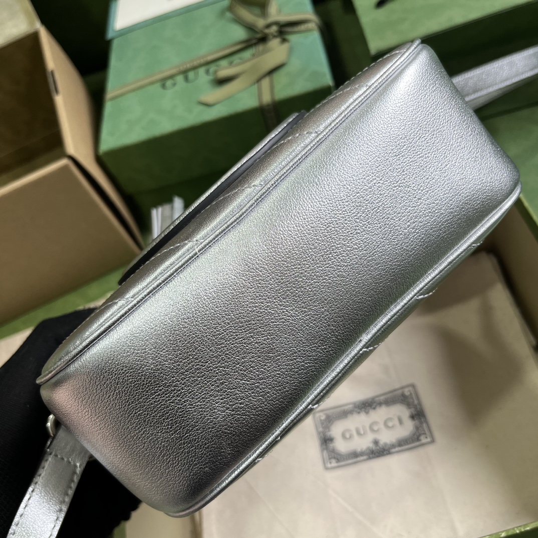 Bagsaaa Gvc*1 Blondie Small Shoulder Silver Leather Bag - 21*15.5*5cm