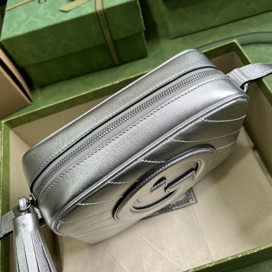 Bagsaaa Gvc*1 Blondie Small Shoulder Silver Leather Bag - 21*15.5*5cm