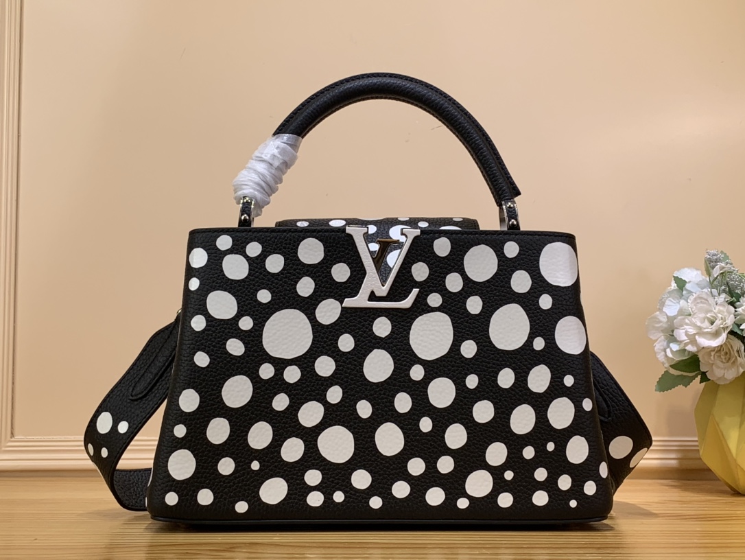 Bagsaaa L0vis Vvtt0n Capucines PM YK Black/White - 31cm