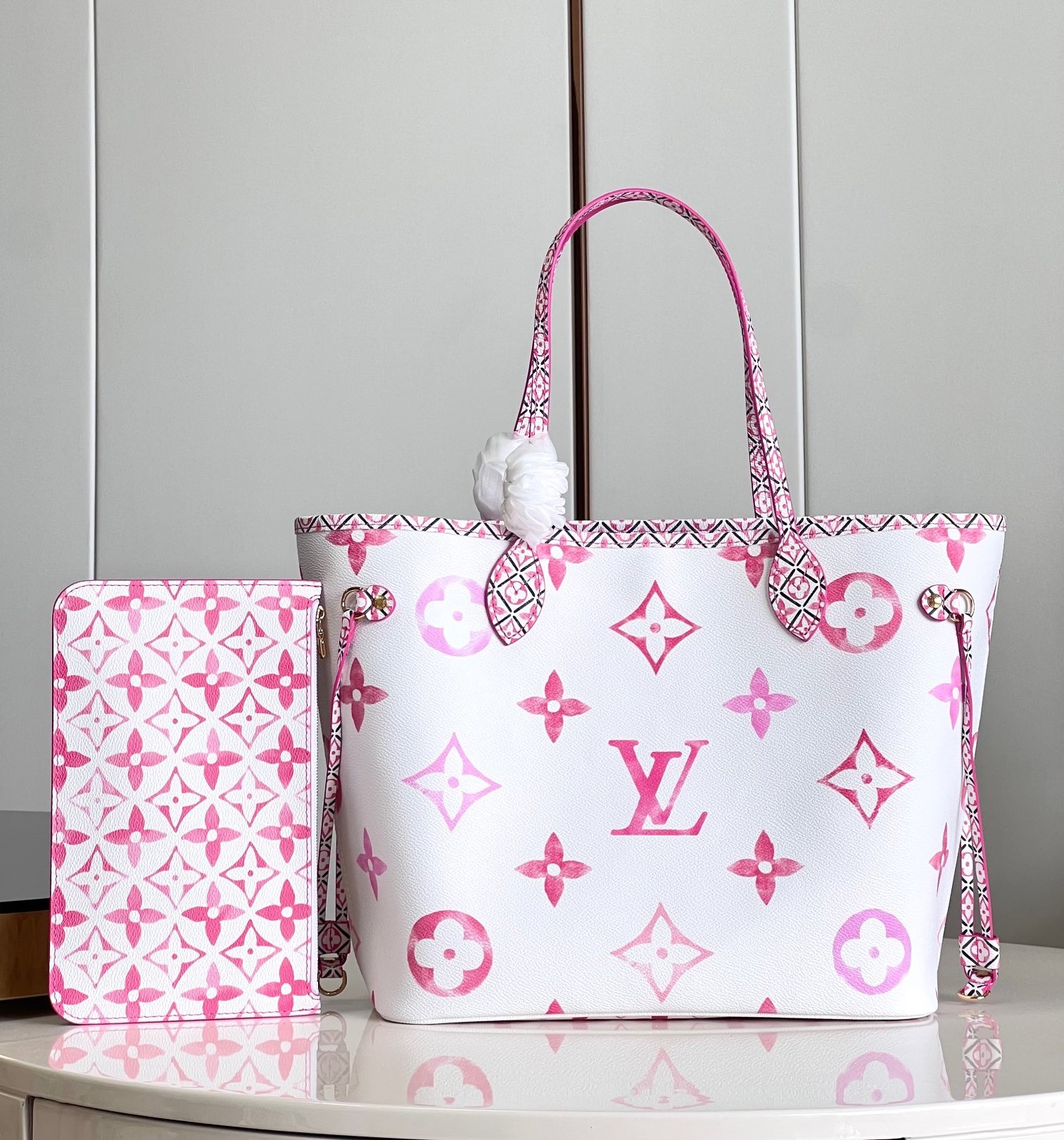 Bagsaaa L0vis Vvtt0n By The Pool Neverfull MM Pink - 31*28*14cm