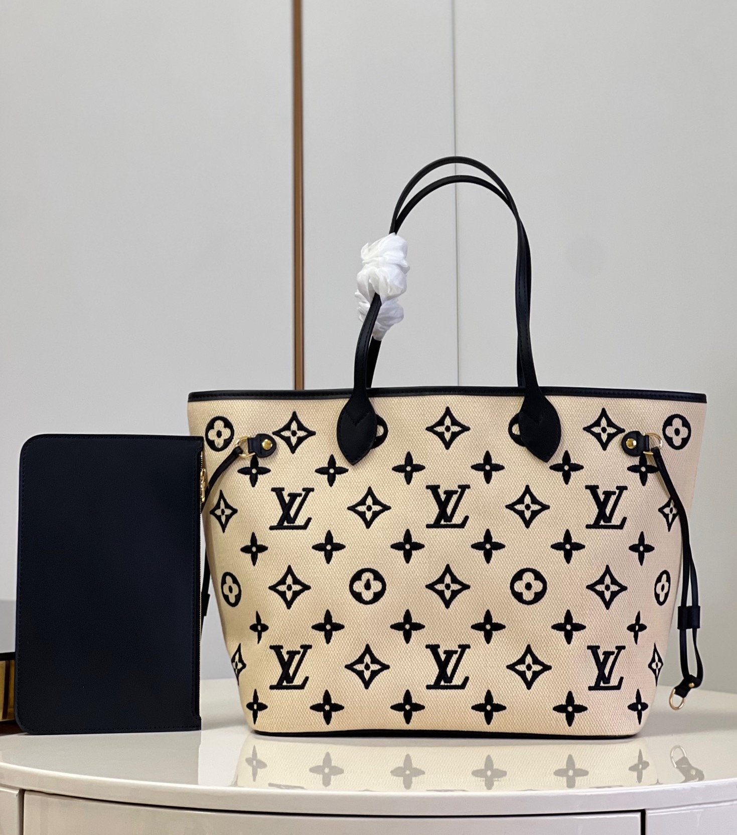 Bagsaaa L0vis Vvtt0n Neverfull MM Light Beige with Lotus cotton - 31 x 28 x 14 cm