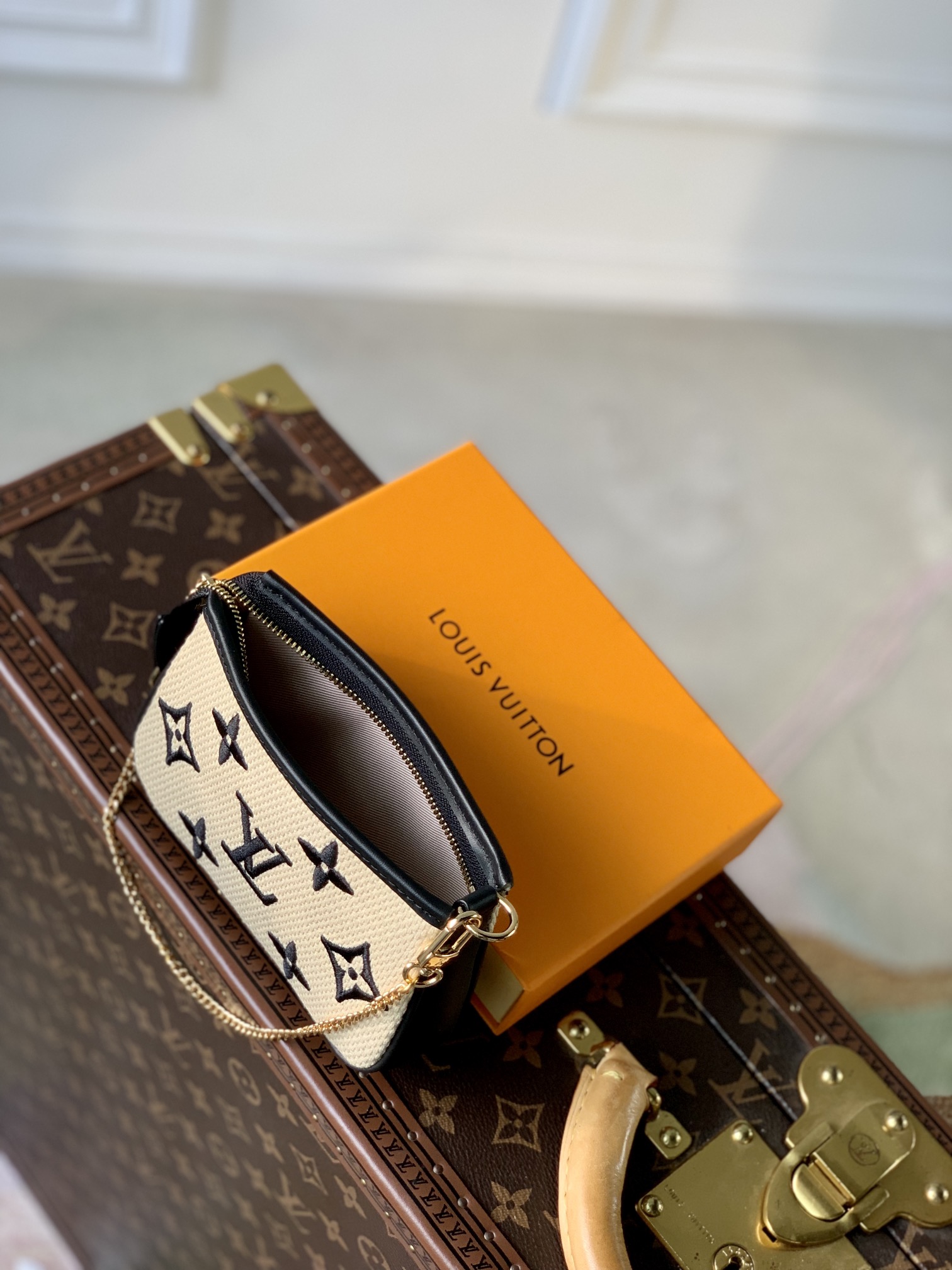 Bagsaaa L0vis Vvtt0n By The Pool Mini Pochette Accessoires Black Cotton 15.5 x 10.5 x 4 cm
