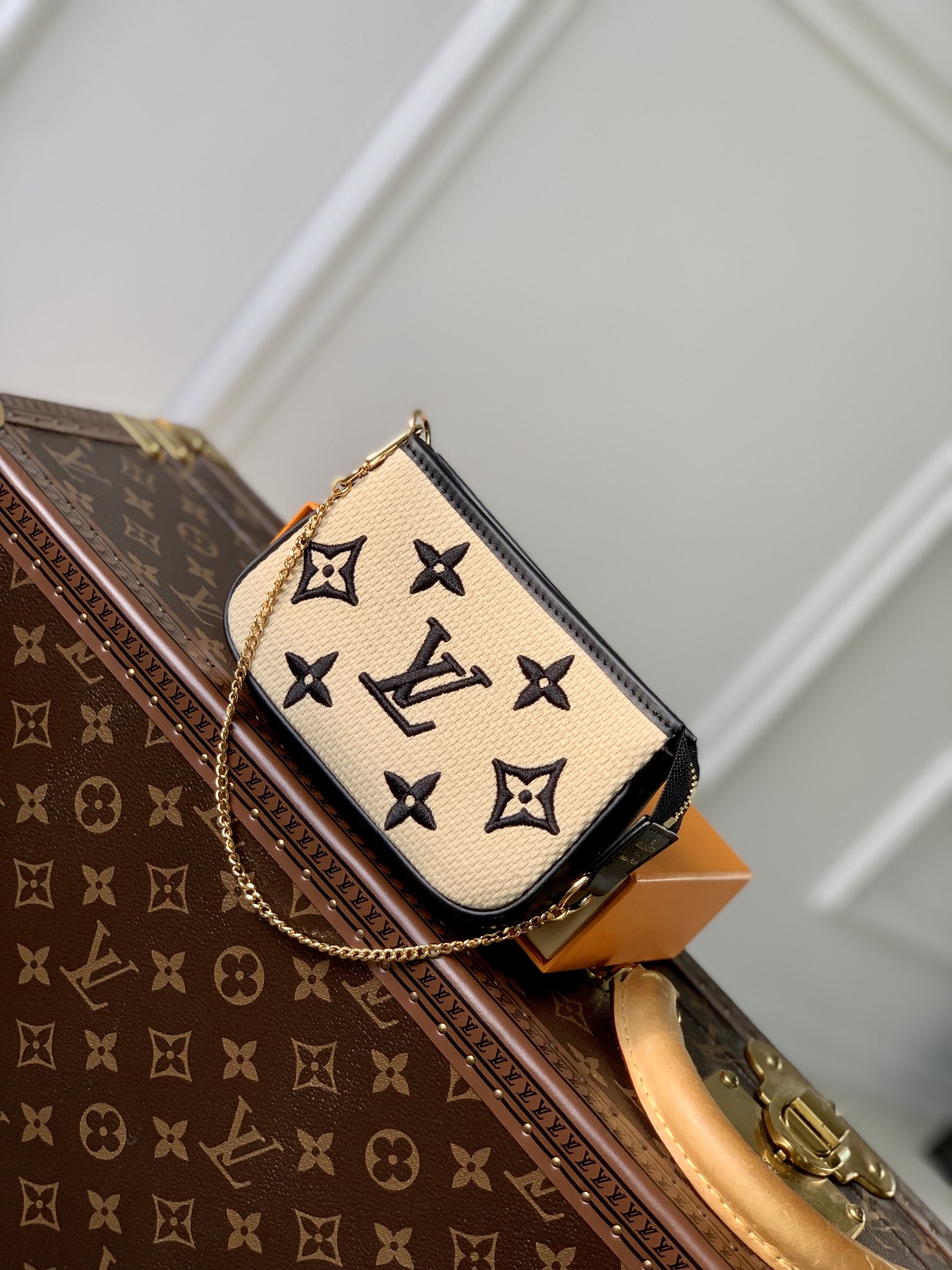 Bagsaaa L0vis Vvtt0n By The Pool Mini Pochette Accessoires Black Cotton 15.5 x 10.5 x 4 cm