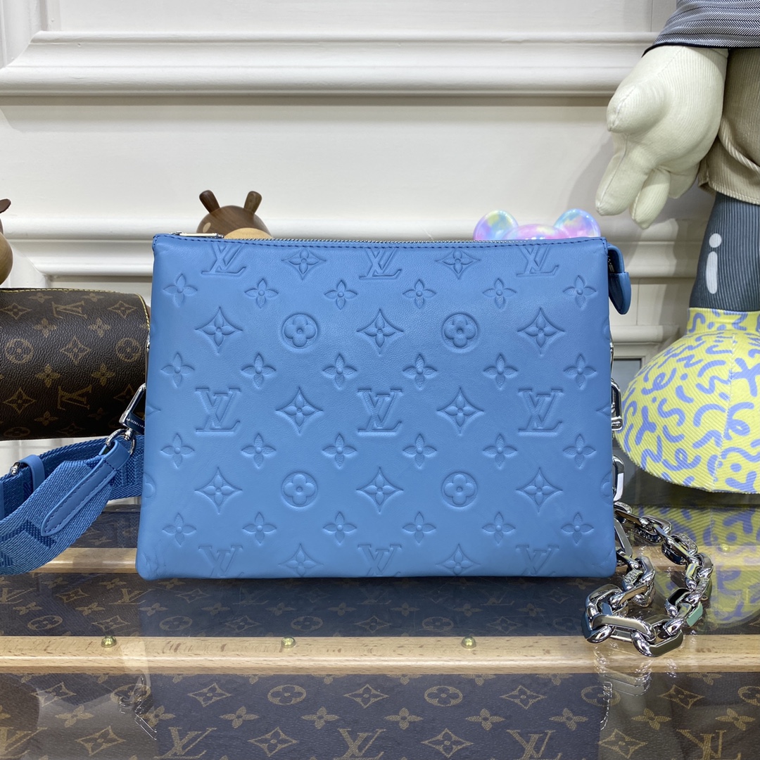 Bagsaaa L0vis Vvtt0n Coussin PM Blue Silver Hardware - 26 x 20 x 12cm