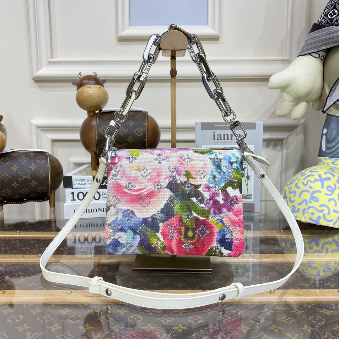 Bagsaaa L0vis Vvtt0n Coussin BB Satin Floral - 20 x 16 x 7 cm
