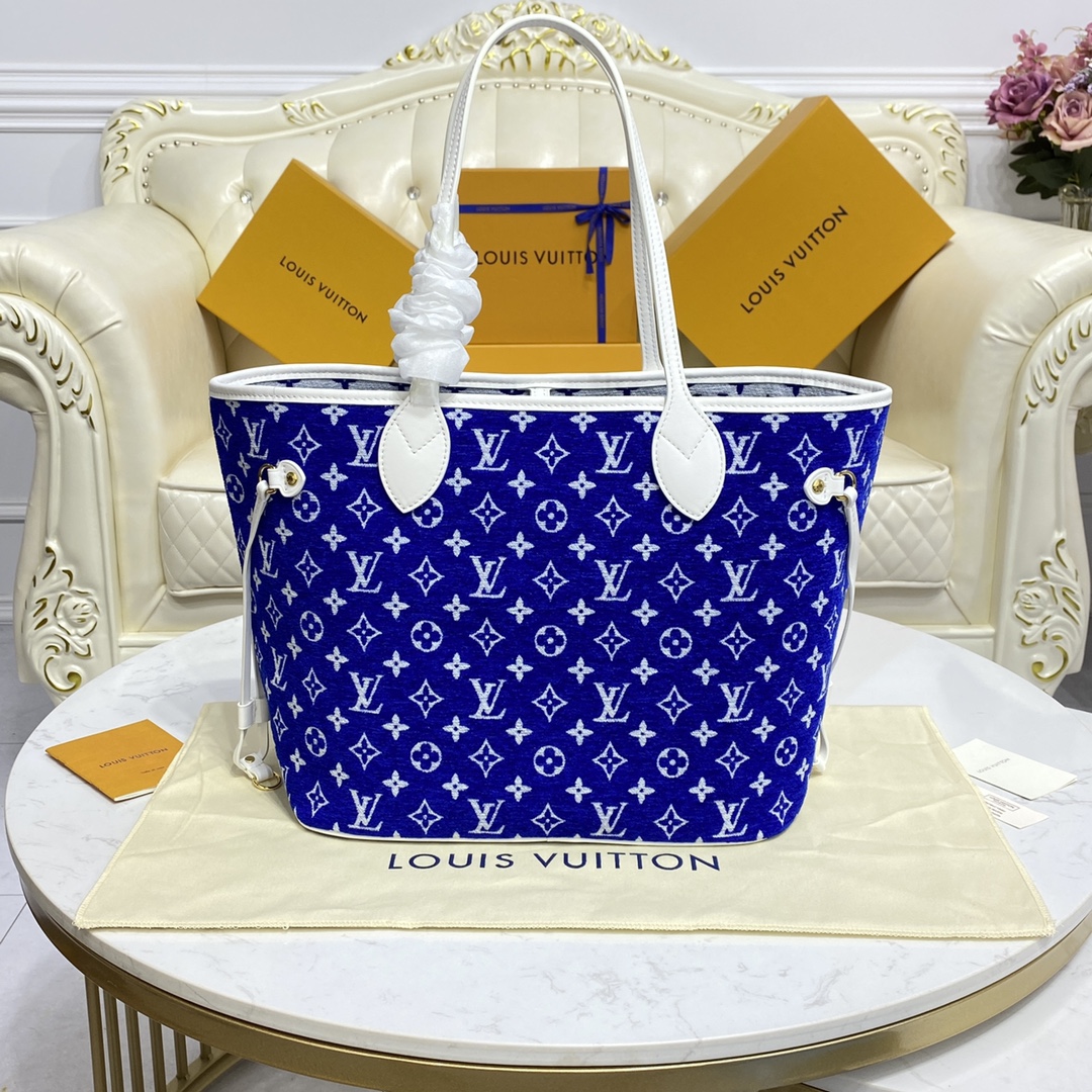Bagsaaa L0vis Vvtt0n Neverfull MM Jacquard Velvet Blue - 31x28x14cm