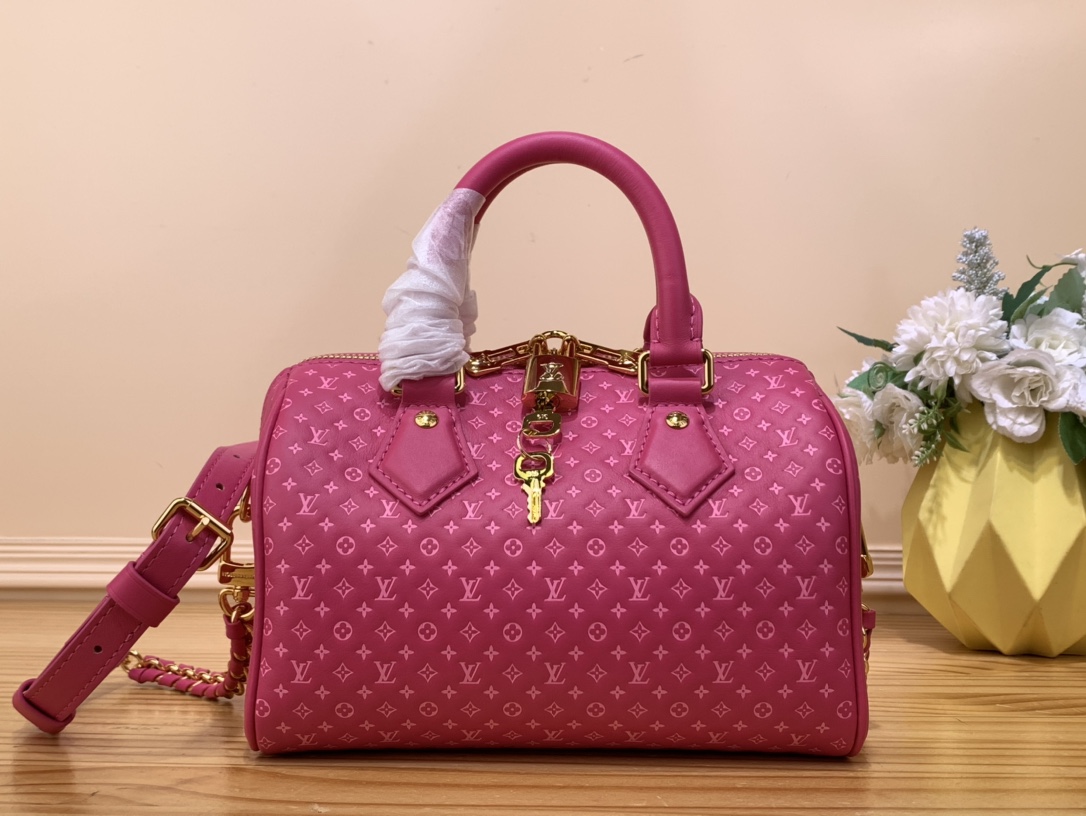 Bagsaaa L0vis Vvtt0n Speedy Bandoulière 20 in pink calfskin - 20.5 x 13.5 x 12 cm