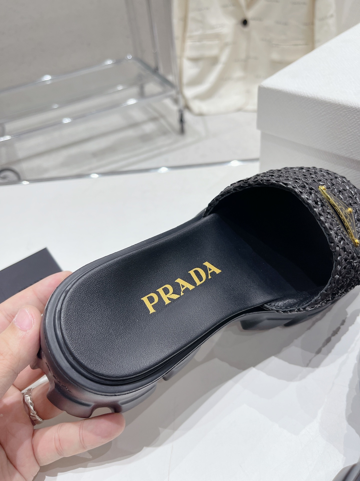 Bagsaaa Pra*a Raffia Sandals White