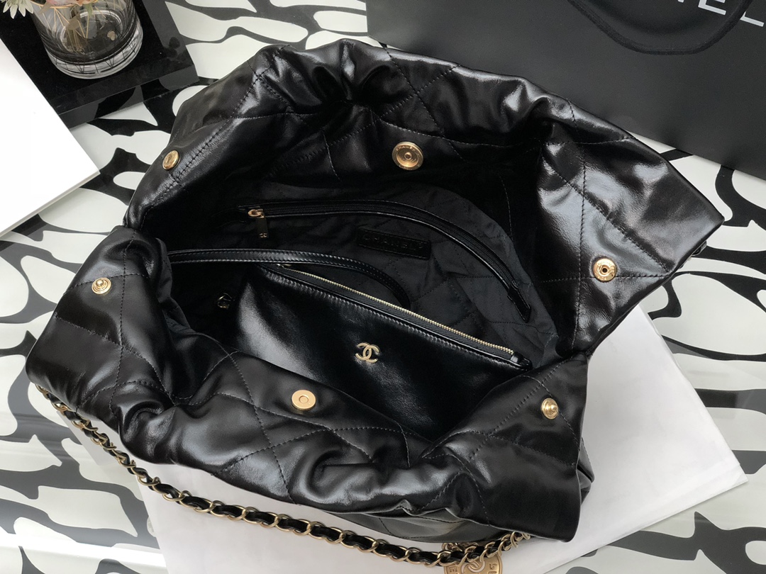 Bagsaaa Ch**el 22 small tote bag black gold hardware