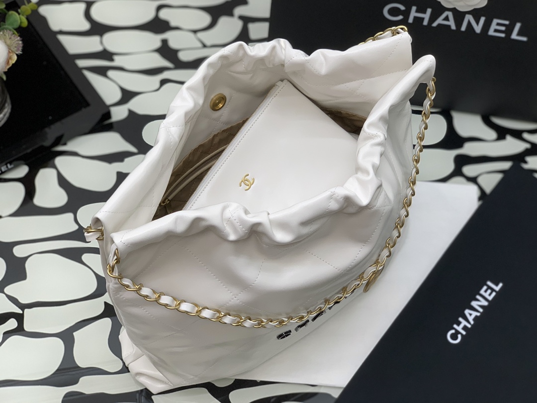 Bagsaaa Ch**el 22 tote bag White black letter