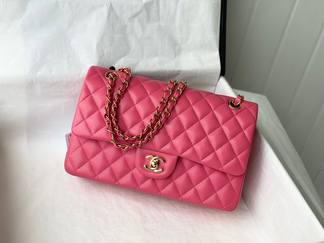 Bagsaaa Ch**el Classic Flap Caviar Bag Pink Gold Hardware 25cm