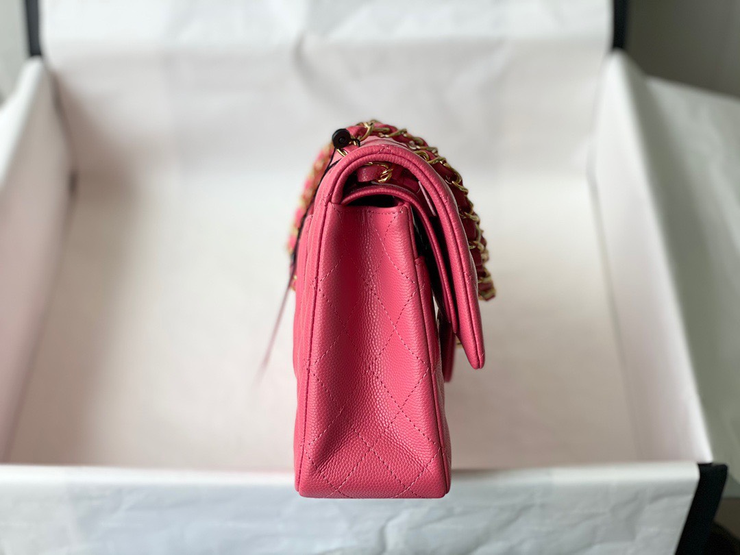 Bagsaaa Ch**el Classic Flap Caviar Bag Pink Gold Hardware 25cm