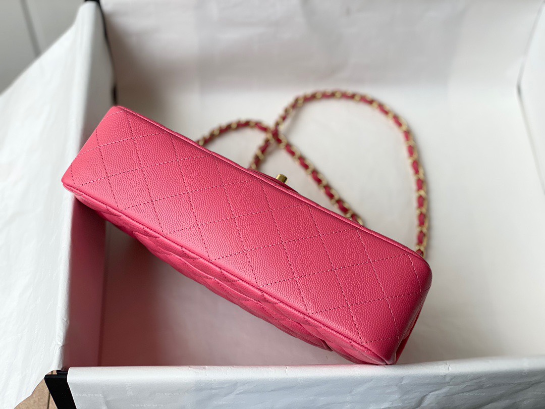 Bagsaaa Ch**el Classic Flap Caviar Bag Pink Gold Hardware 25cm