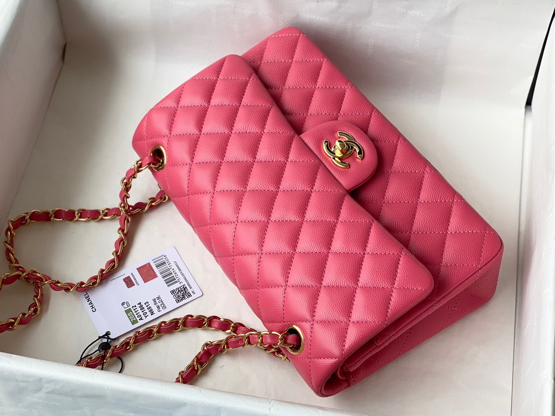 Bagsaaa Ch**el Classic Flap Caviar Bag Pink Gold Hardware 25cm