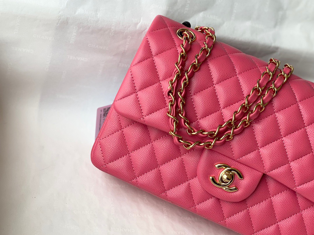 Bagsaaa Ch**el Classic Flap Caviar Bag Pink Gold Hardware 25cm