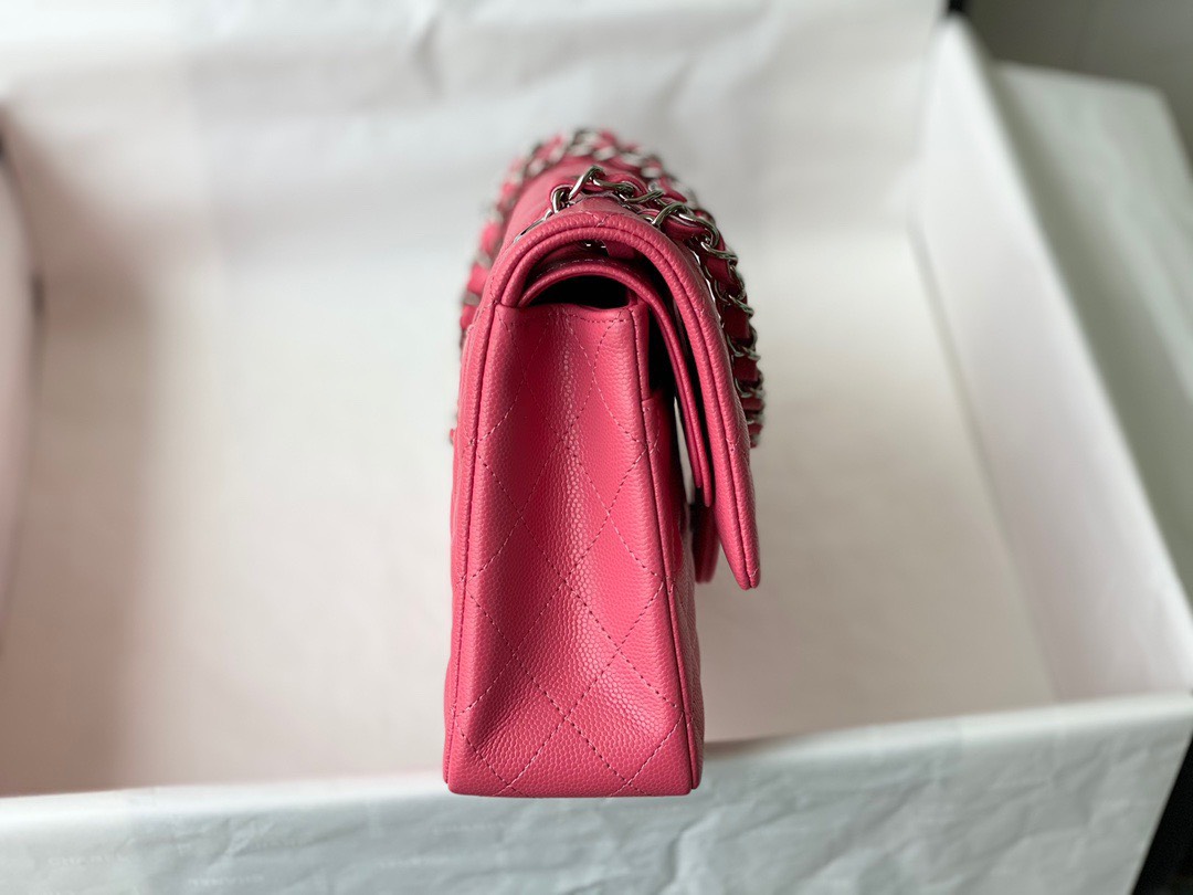 Bagsaaa Ch**el Classic Flap Caviar Bag Pink Silver Hardware 25cm